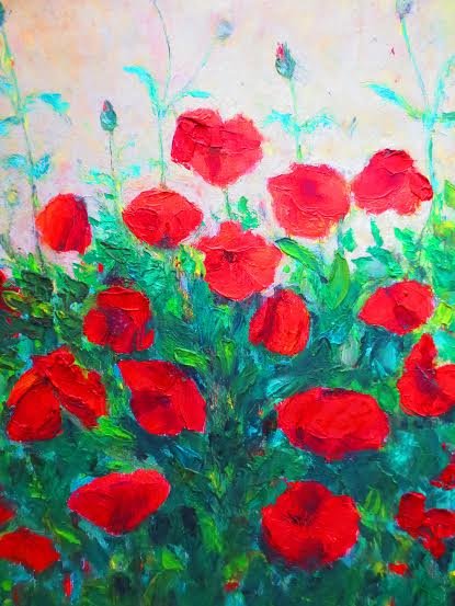 Oil Painting — Poppy Flowers—Fine Art Oil Painting-Size: 20" x 16"(50 cm x 40 cm)