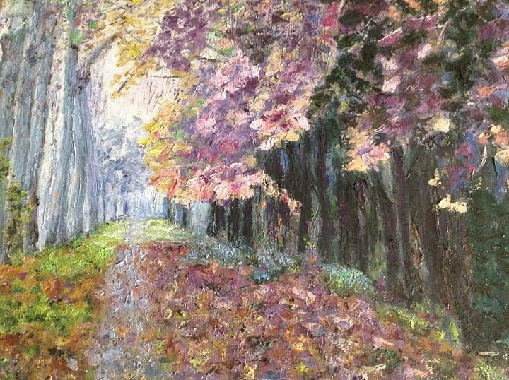 Oil Painting—Purple Street—Fine Art Oil Painting- Size: 16" x 20" (40 cm x 50 cm)