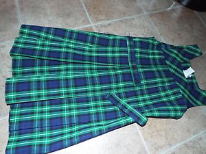 girls green school uniform plaid dress 10 M