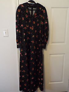 black floral poly knit vintage dress
