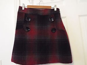 black and red wool plaid tartan skirt junior xs