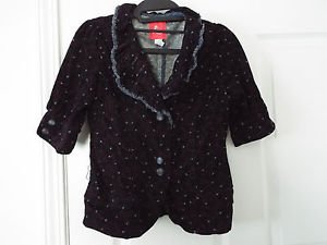 lux corduroy retro cherries fringe navy blue blazer small s