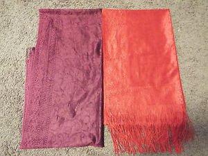 pair of two Turkish lace shawls purple and red