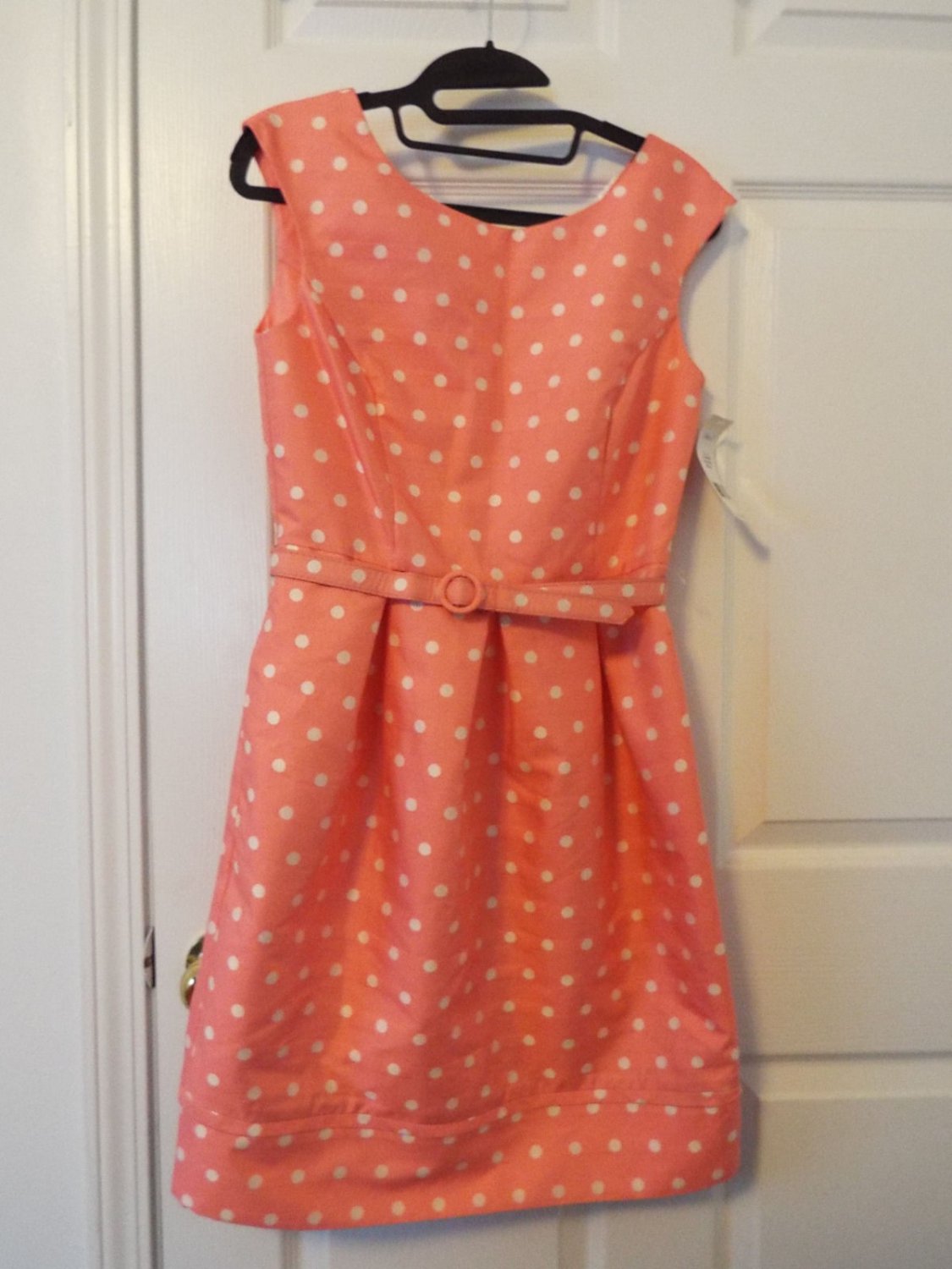 Eliza J peach retro polka dot dress
