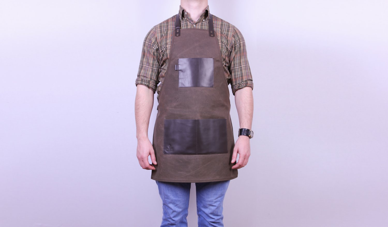 Waxed canvas and leather apron
