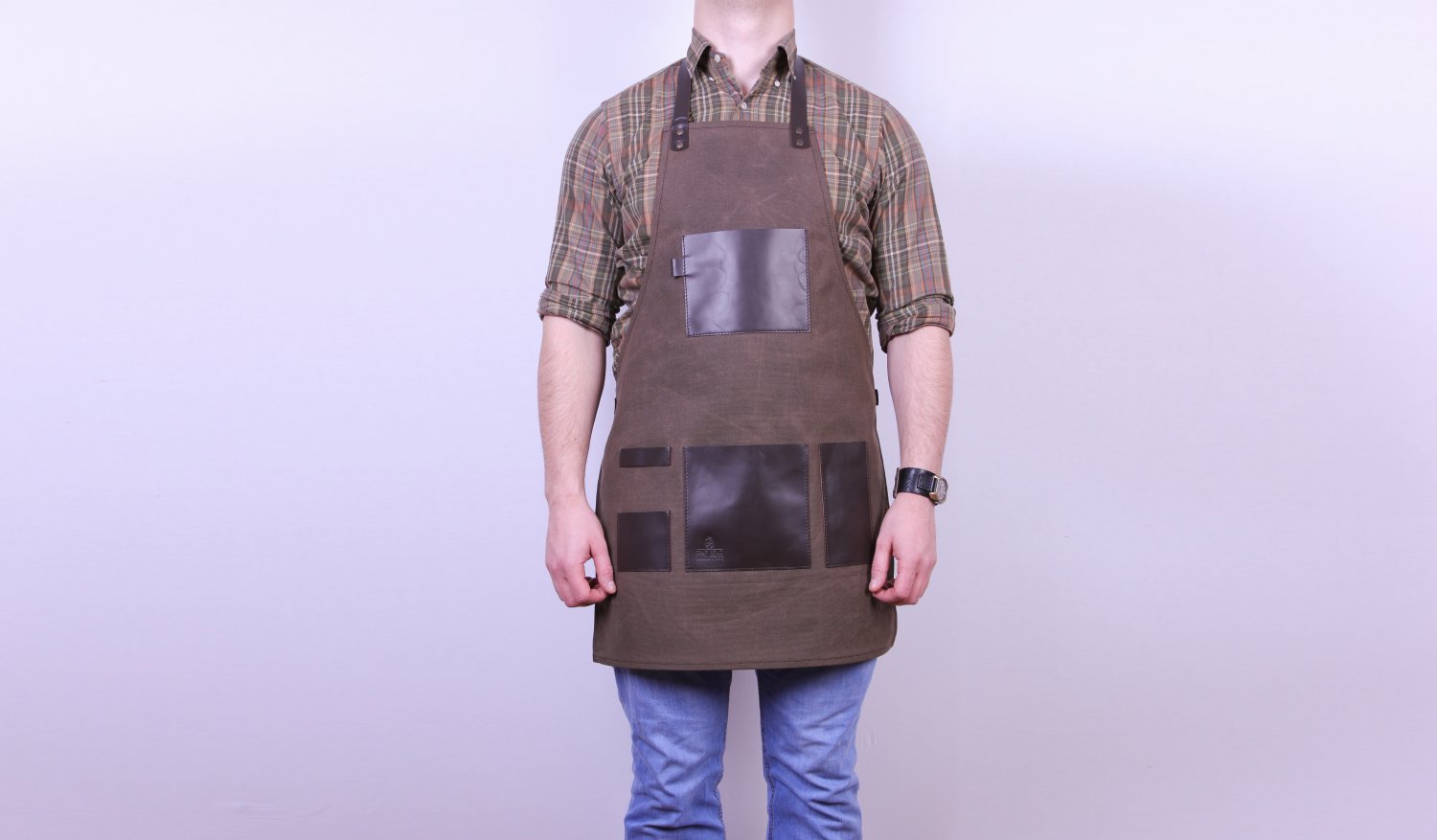 Comfortable apron handmade Leather & Waxed canvas apron