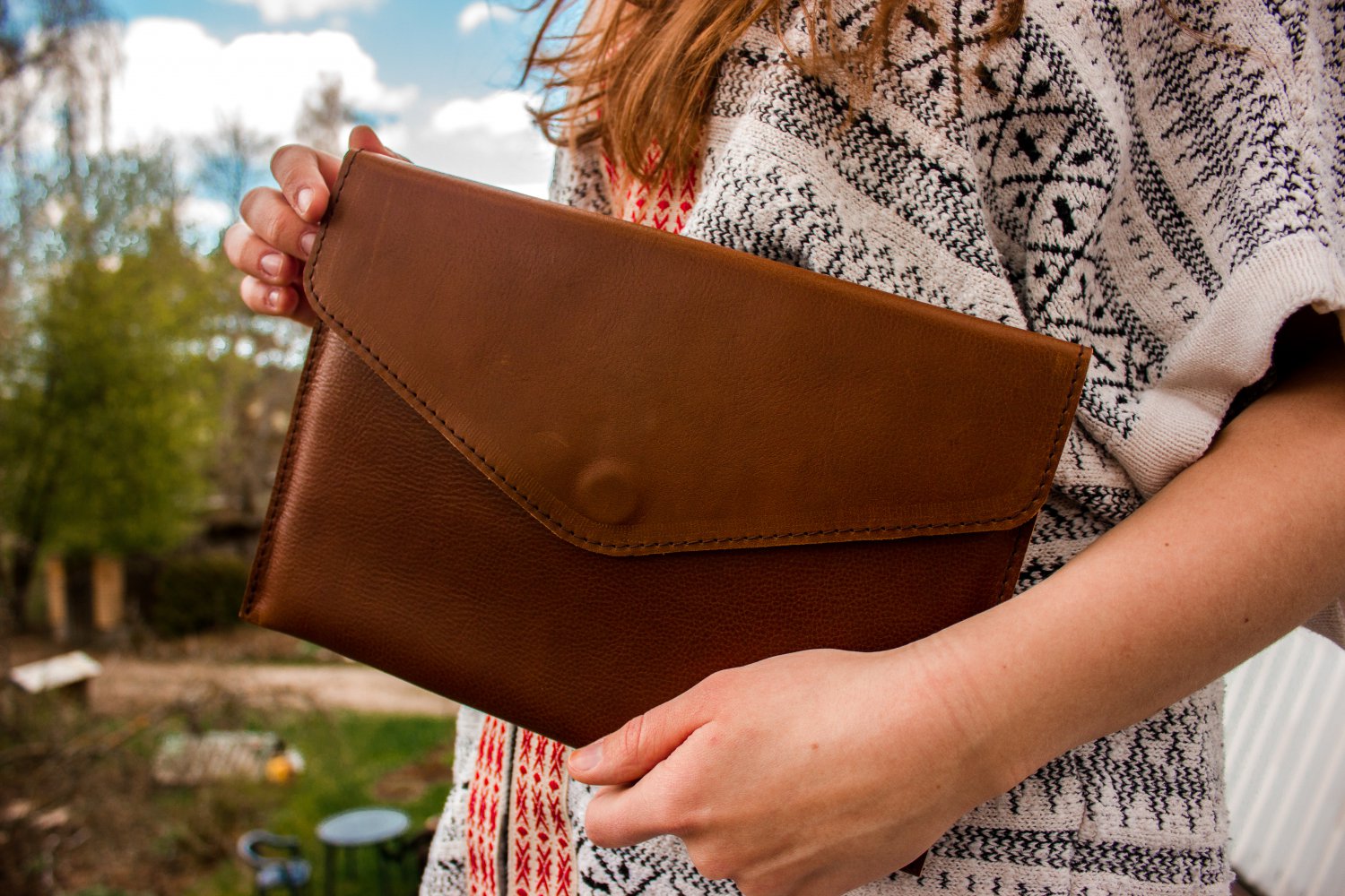Brown tablet wallet Leather tablet wallet
