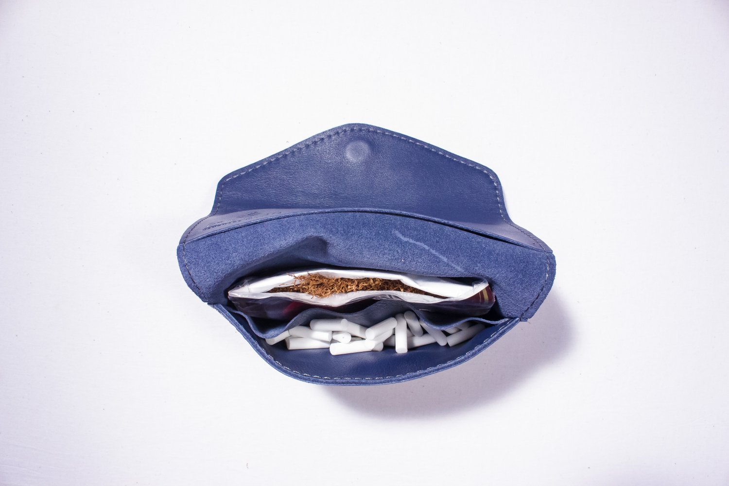 Blue Tobacco pouch Leather tobacco wallet