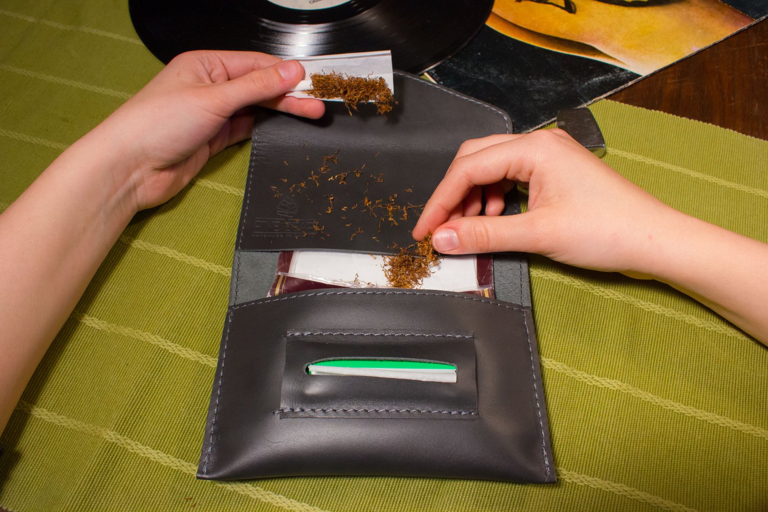 Grey tobacco pouch Handmade tobacco pouch