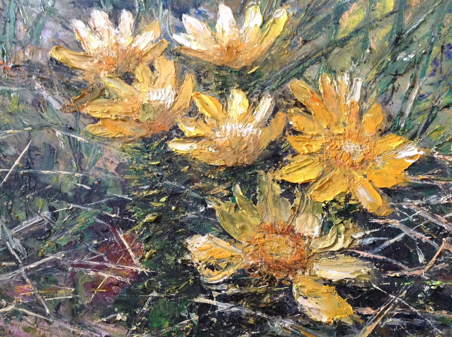 Oil Painting—Yellow Flowers—Fine Art Oil Painting-Size: 8" x 12" (20 x 30 cm)