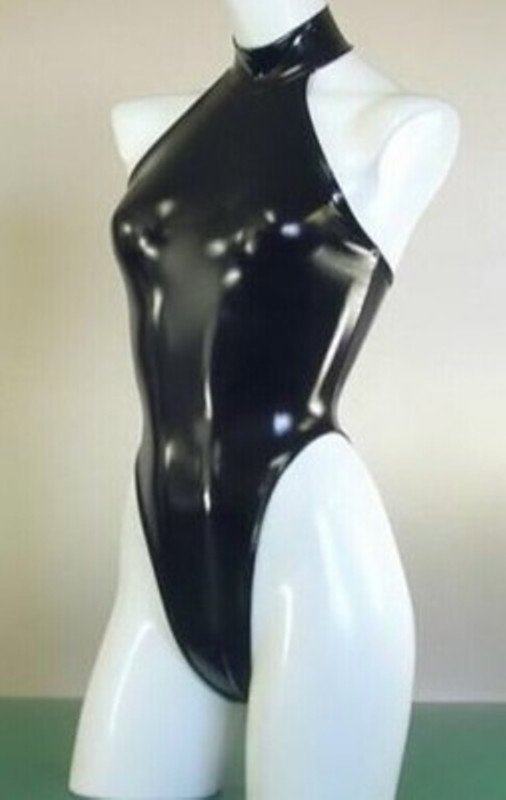 women's Sexy lingerie halter-neck backless one piece PVC elastic body shapers bodysuit #M83