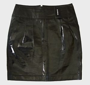 Black Patent Leather SKIRT w/ lining by EXPRESS US Women's Size 4 RRP $128 BNWT