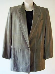 WOMEN'S KASPER BLAZER Size 6 ~ Gray with thin White Black Plaid pattern EXCELLNT