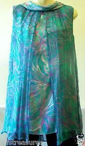 Women's Irene Voigt / Essen - SKY BLUE & LAVENDER TOP - flowing Summer Blouse