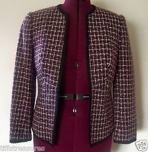 WOMEN'S WORTHINGTON BLAZER Burgundy Black & White Sz 6 Six PETITE 6P Stylish EXC