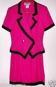 LA BELLE FASHIONS INC Womens HOT PINK & BLACK OUTFIT Buttoned Top w/ Skirt Sz. 5