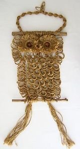 OWL Wall Hanging DECOR Wood TWINE Thick String BROWN 37-inch Decorative Display