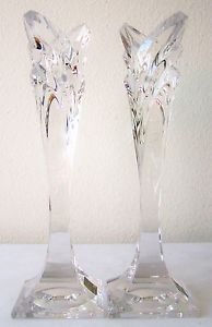 Lot of 2 MIKASA CRYSTAL CANDLE HOLDERS Set of 2 Imported from GERMANY 9.5" Tall