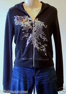 Girls EXPRESS HOODIE JACKET Graphic Full-Zip front Girls Juniors Black Medium M