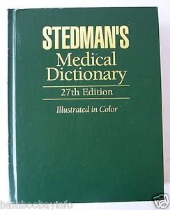 STEDMAN'S MEDICAL DICTIONARY 27th Edit HARDCOVER ILLUSTRATED Reference Book VrGd