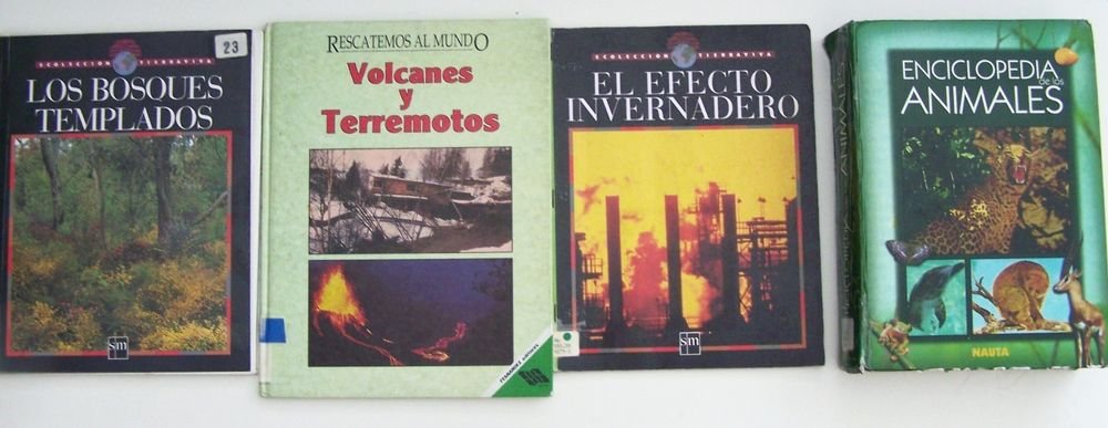 LOT 4 NONFICTION BOOKS printed in Spanish en ESPANOL 3HC+1SC VryGOOD Grade 6 7 8