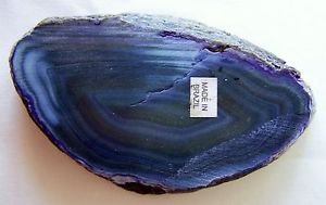 AGATE GEODE Brazil Blue-Brown-Gray ROCK Mineral PAPER WEIGHT Polished DECORATIVE
