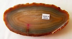 AGATE GEODE Brazil Pink-Brown-Gray ROCK Mineral PAPER WEIGHT Polished OVAL-shape