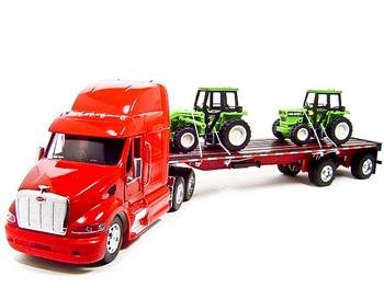 Peterbilt 387 w/ two Tractors 1:32 diecast