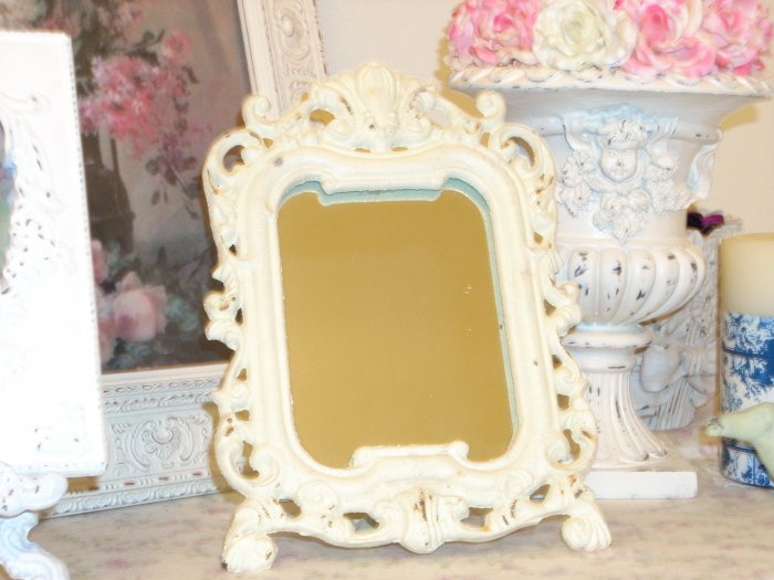 Shabby Vintage Chippy Cast Iron Mirror