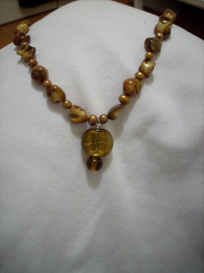 Handmade Golden Brown Necklace & Pendant