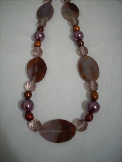 Amethyst, Pearl & Copper Handmade beaded Necklace