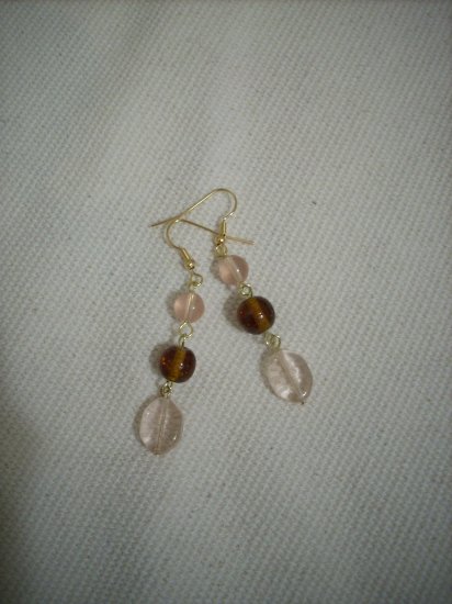 Handmade Pink and Brown Earrings