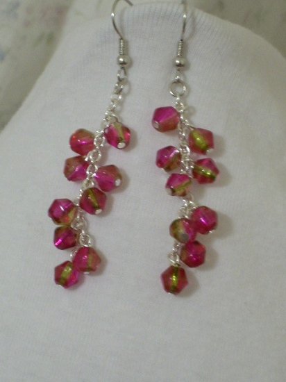 Pink and Gold Dangle Handmade Earrings