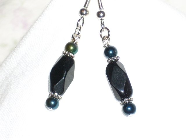 Black Glass Bead Handmade Earrings
