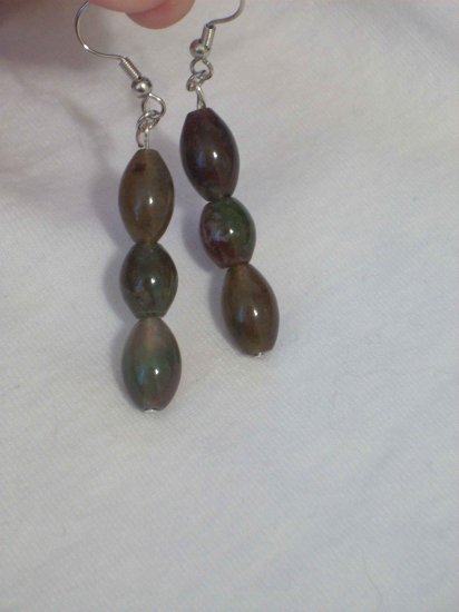 Handmade Bloodstone Bead Earrings