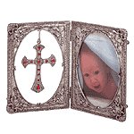 PEWTER FRAME CROSS ORNAMENT