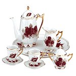 10 PEICE CERAMIC ROSES TEA SET