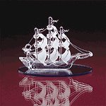 SPUN GLASS SAIL BOAT BLUE BASE