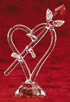CUT GLASS RED ROSE HEART BASE