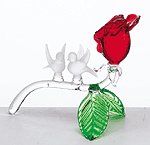 GLASS FROST BIRDS ON RED ROSE