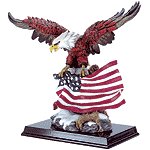 ALAB EAGLE WITH FLAG ON WOOD BASE