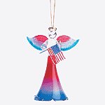 GLASS GUARDIAN ANGEL WITH FLAG