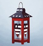 METAL GLASS PATRIOTIC LANTERN