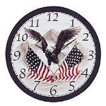 PATRIOTIC EAGLE FLAGS CLOCK