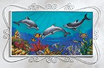 PAINT GLASS DOLPHINS FRAME PLQ