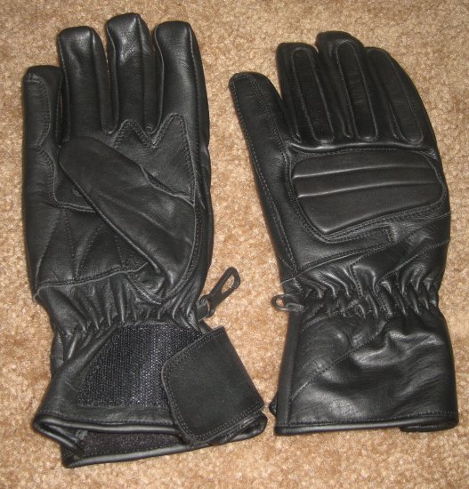 Leather Gloves Men Bike Motorcycle Drive Black Lrg. NEW