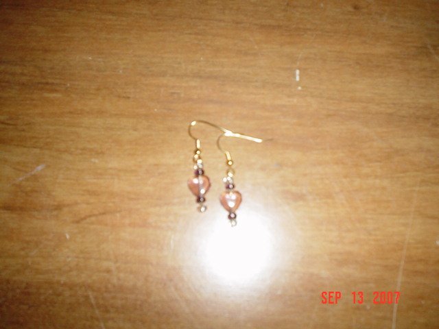 Purple Heart of Glass Earrings