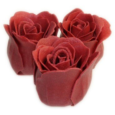 3 Rose Bath Confetti Roses in Heart Box