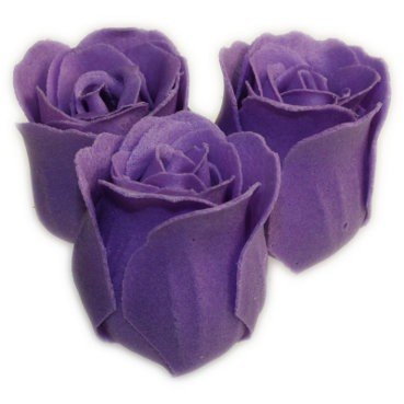 3 Lavender Bath Confetti Roses in Heart Box