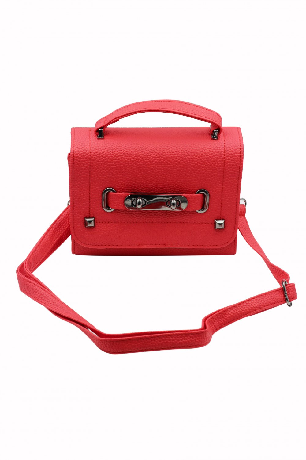 Pebble lady removable small leather red handbag